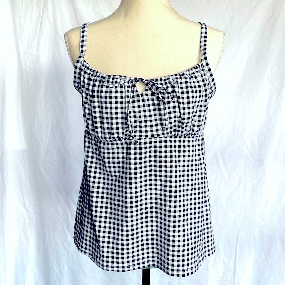 Land’s End Gingham Print Tankini Too 12 NWOT